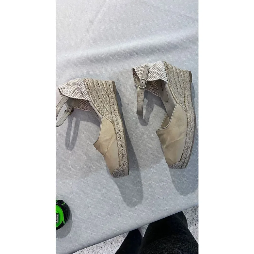 IISE JACOBSEN TAN ESPADRILLES WEDGE HEELS WOMENS SIZE 7